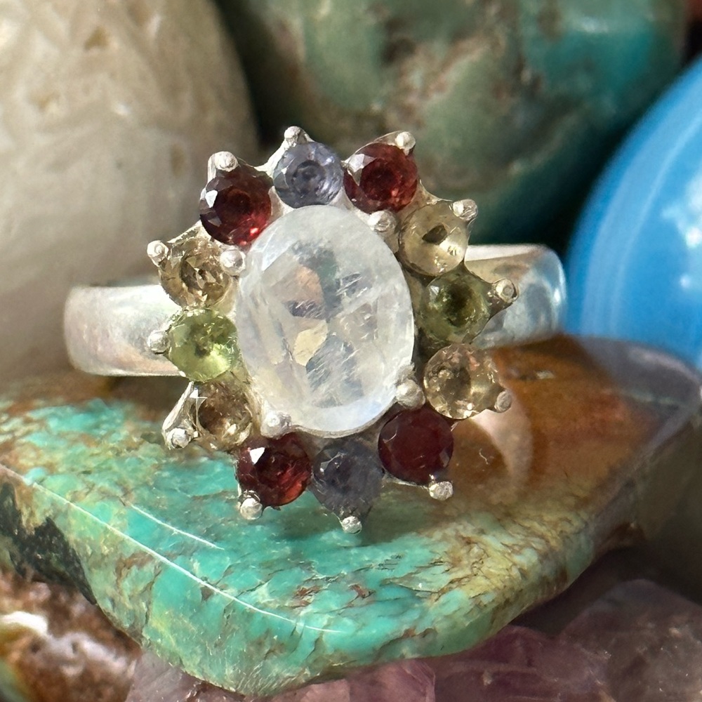 Rainbow Moonstone Multi Gemstone Sterling Silver … - image 8